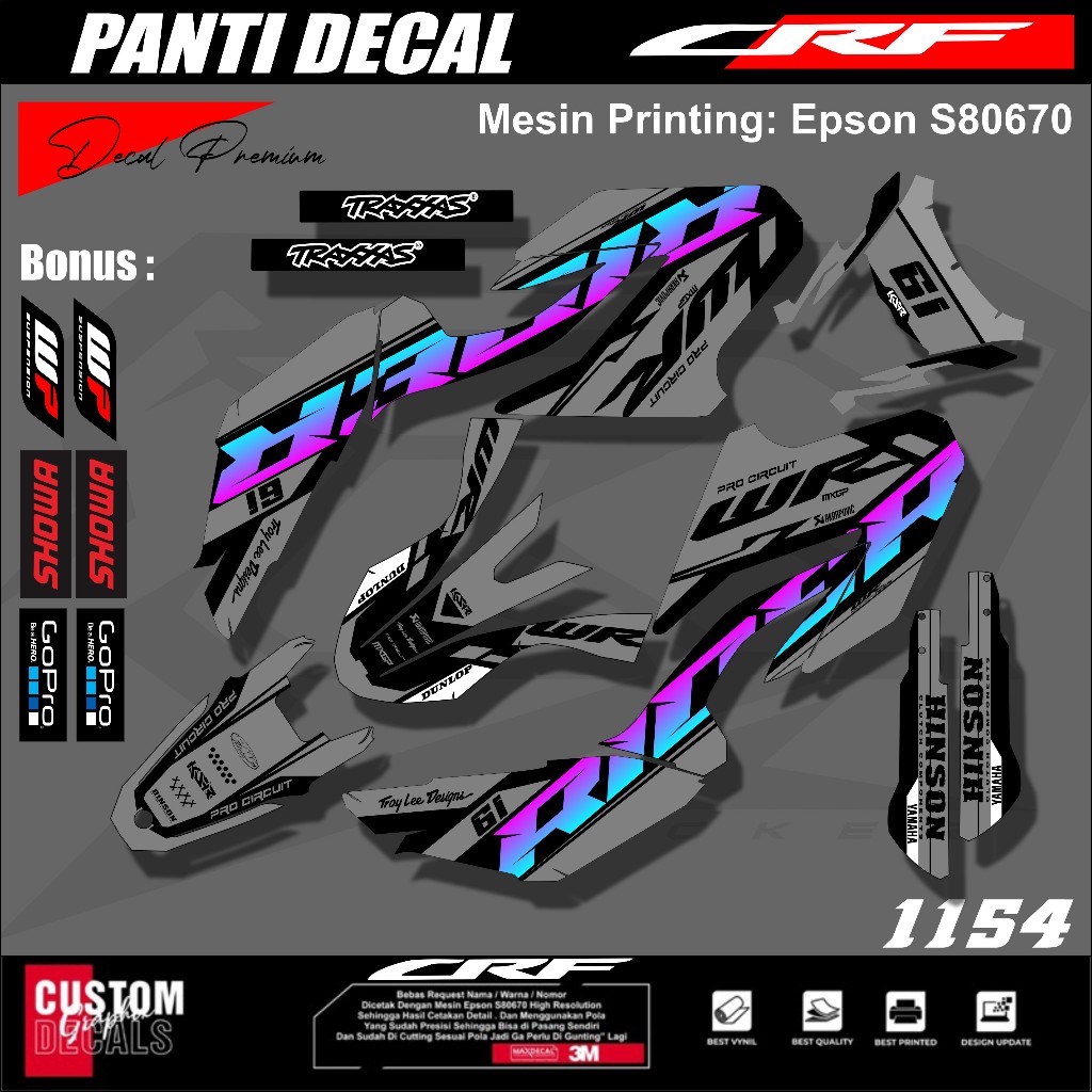 ใหม่ล่าสุด Yamaha WR155 Cross Motorcycle Decal Sticker Full body - WR 155 New Fullbody Variation Sko