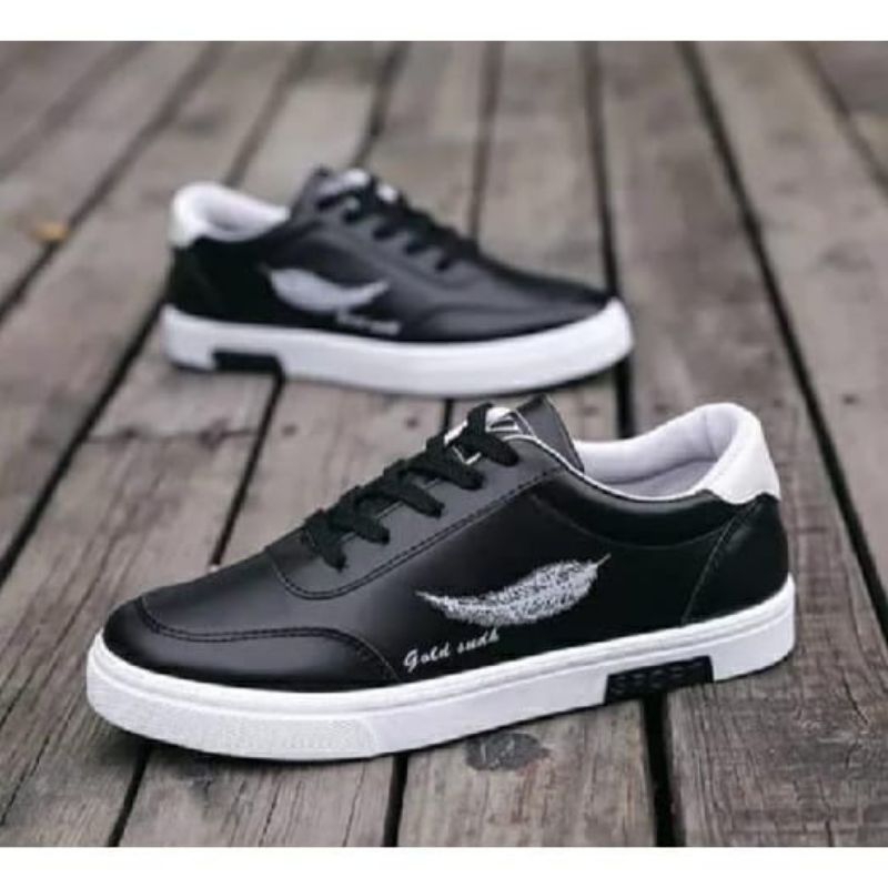 พุธ รองเท้าผ้าใบลายขน ไซส์ 35-43 สีดํา/ขาว