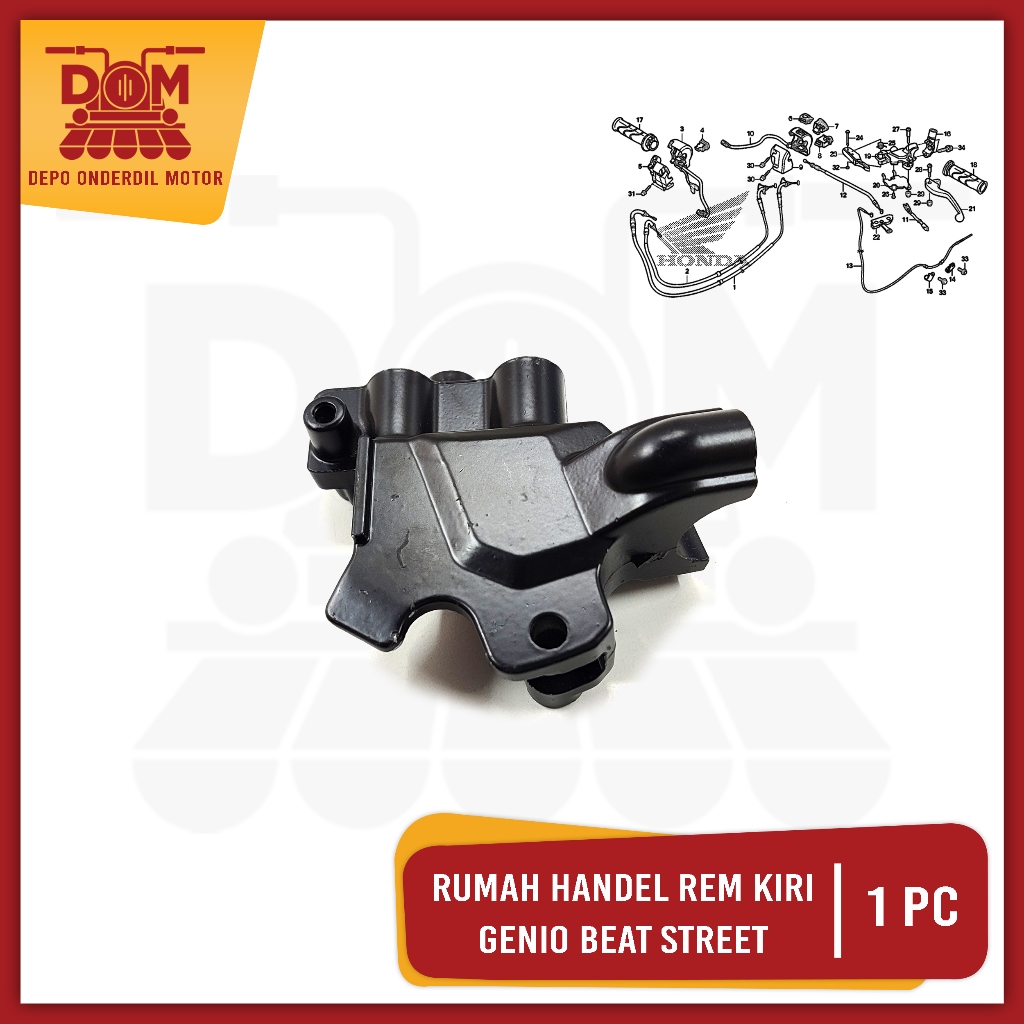 GENIO ขายึดเบรกสีดําซ้าย (PSP) Honda BeAT Street ที่จับเบรกอัตโนมัติ