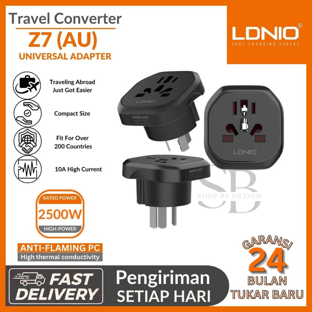 ปลั๊กแปลงเดินทาง LDNIO Z7 (CN/AU) ปลั๊กสากล - เอาต์พุต 2500W Max