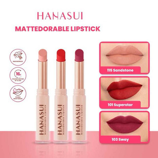 AS Hanasui Mattedorable Lipstick - Lip Anti Geser Formula Smudgeproof / Lipstik Waterproof Matte