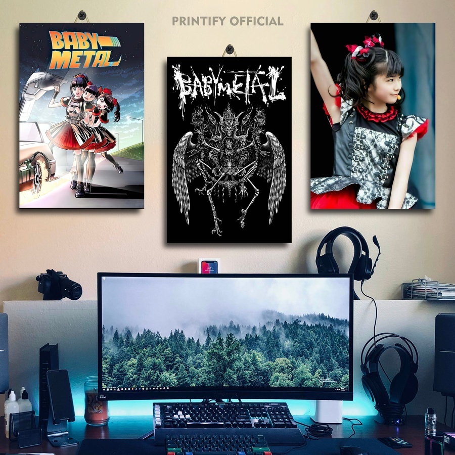 Mooko Moa Babymetal ตกแต่งห้อง | สินค้า Printify| Babymetal Band Wall Display |แอลพีไอ/เหลือง