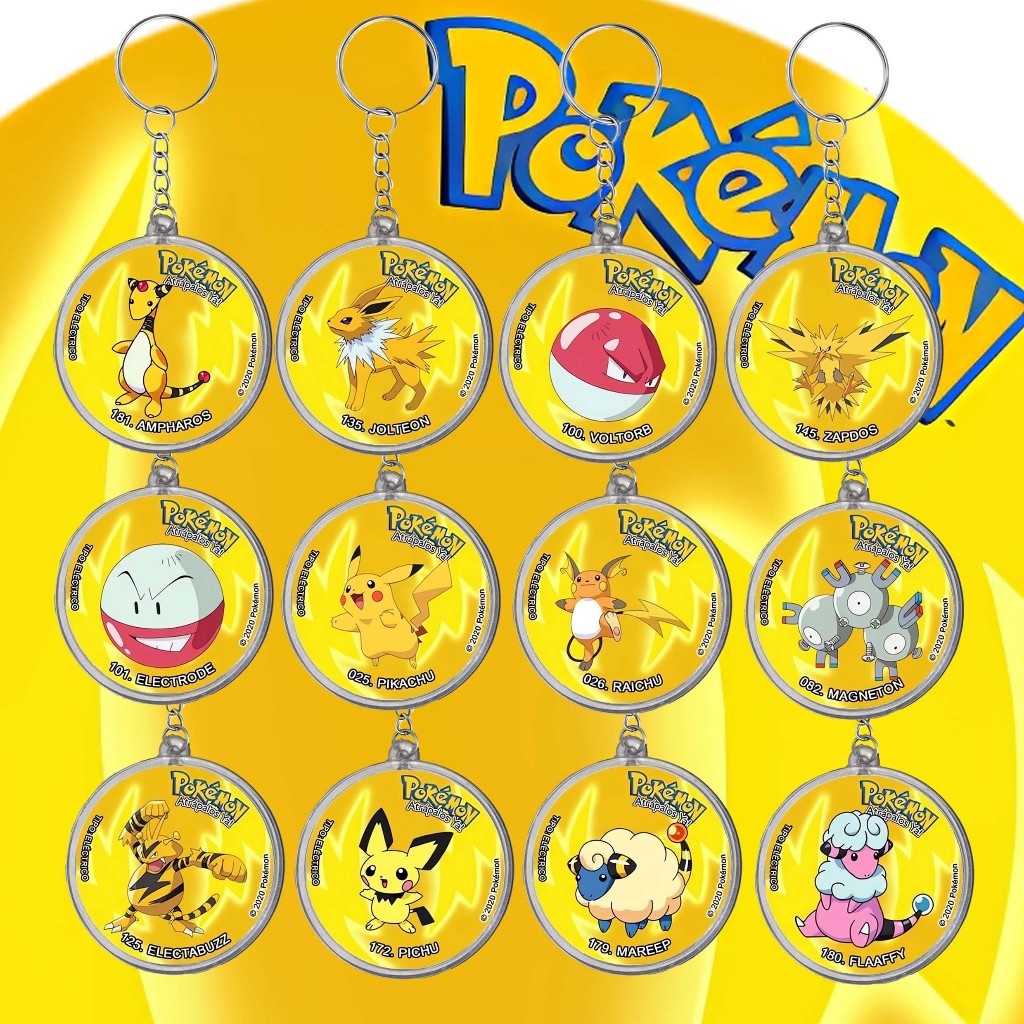 Gantungan Pokemon TAZOS อะคริลิค KEYCHAIN แบบไฟฟ้า