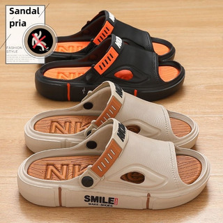 Sandal Pria terbaru 2026 gaya Korea nyaman dengan tumit belakang lembut Sendal pria karet keren