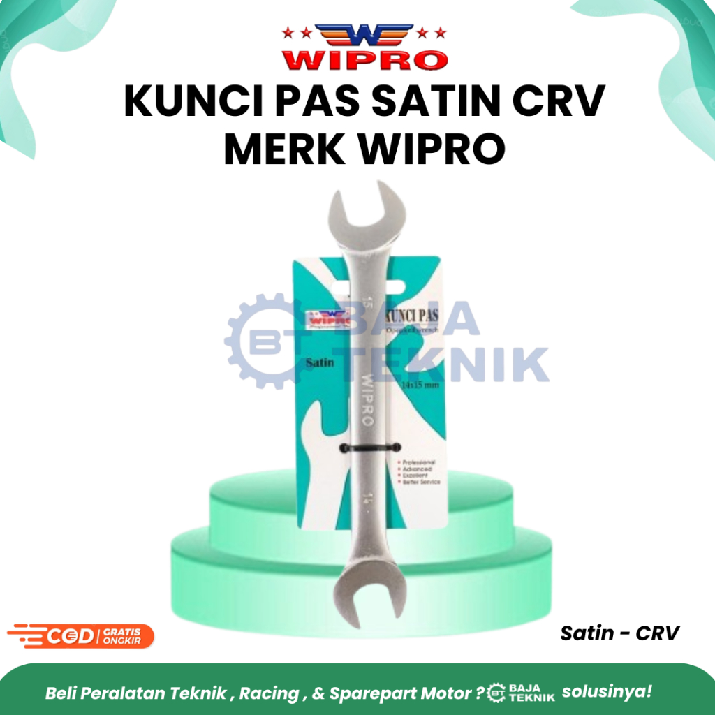 WIPRO CRV SATIN WRENCH 8X9mm | 10x11มม | 10x12มม | 14X17มม | 17X19มม | 18x19มม | 20X22mm