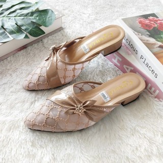 Sandal bustong brukat pesta wanita hak tahu 3cm/sandal brukat pesta wanita/sendal wanita kondangan mewah elegant/sandal selop wanita hak tahu terbaru/heels pesta wanita terbaru kekinian bisa cod bayar di tempat