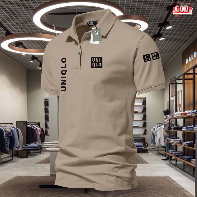 UNIQLO ซื้อ ..!! เสื้อโปโลผู้ชาย / เสื้อโปโลคอปก ยูนิโคล่ ซ้ายขวา + แขนสีดํา / เสื้อโปโลคอปกผู้ชายพรีเมี่ยม
