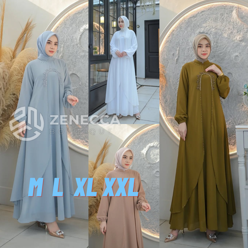 [ZENCCA.ID] - ลาติฟาห์ ABAYA NEW STYLE TWO LAYER PEARL SEQUENCE / RECENT Womens ARABIC ABAYA / TURKEY ABAYA NEW COLORS / ZNC /
