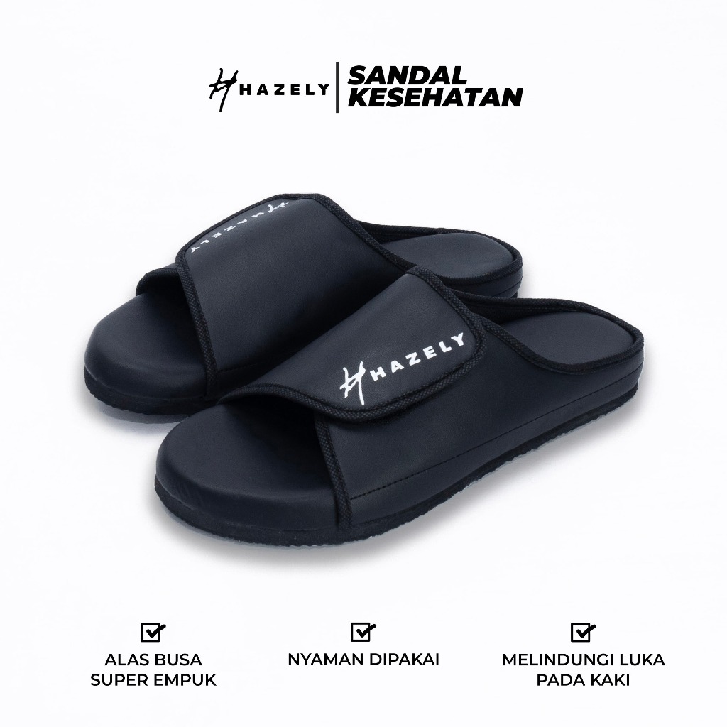 Hazely - รองเท้าแตะเพื่อสุขภาพเบาหวาน Super Soft Velcro Slop - Brick Brown