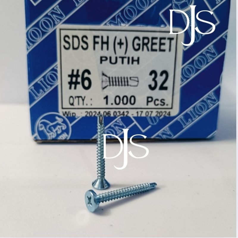 6X32 SDS FH (+) GREET WHITE SCREW SDS FH (+) GRC 6X32 MOON LION WHITE SDS CALSI SCREW 3.2CM