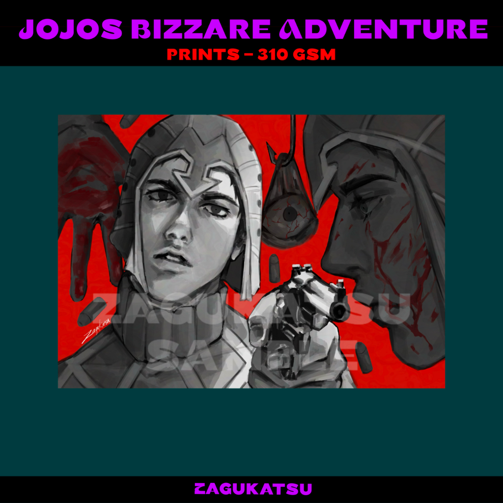 Jojos Bizzare Adventure JJBA Mite Fanmerch Prints Poster โดย Zagukatsu