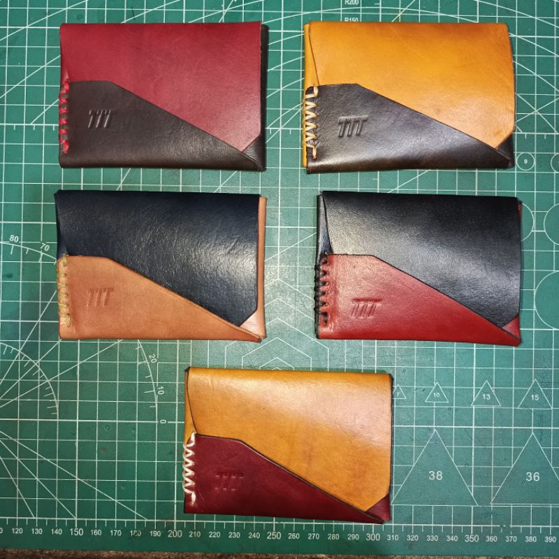 ARSENA กระเป๋าสตางค์แนวนอนหนังแท้ 2 โทนซองจดหมายรุ่นด้ายแว็กซ์เปิด Houbei ทะเล yeoman nimitz 50/50 K