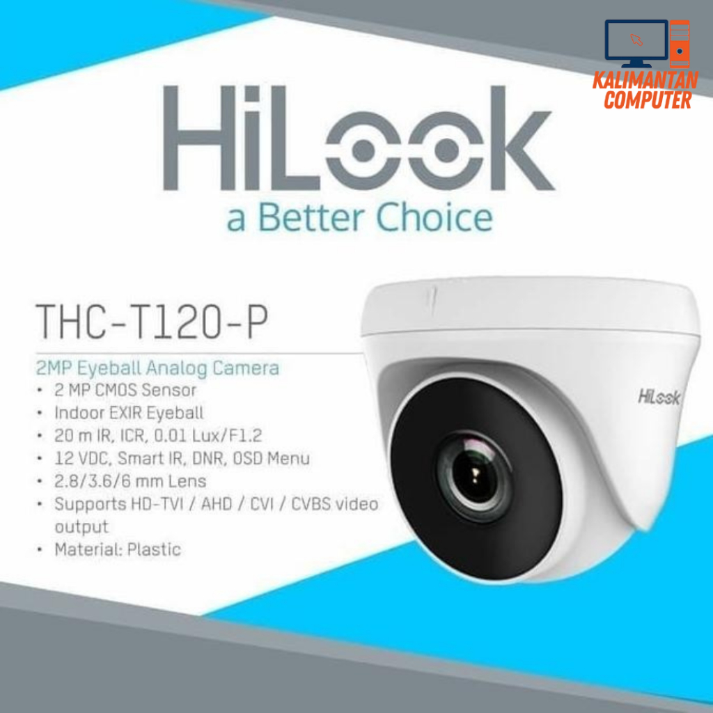 HILOOK INDOOR 1080P กล้องวงจรปิด THC-T120-PC 2MP 4 in 1 TVI/AHD/CVI/CVBS