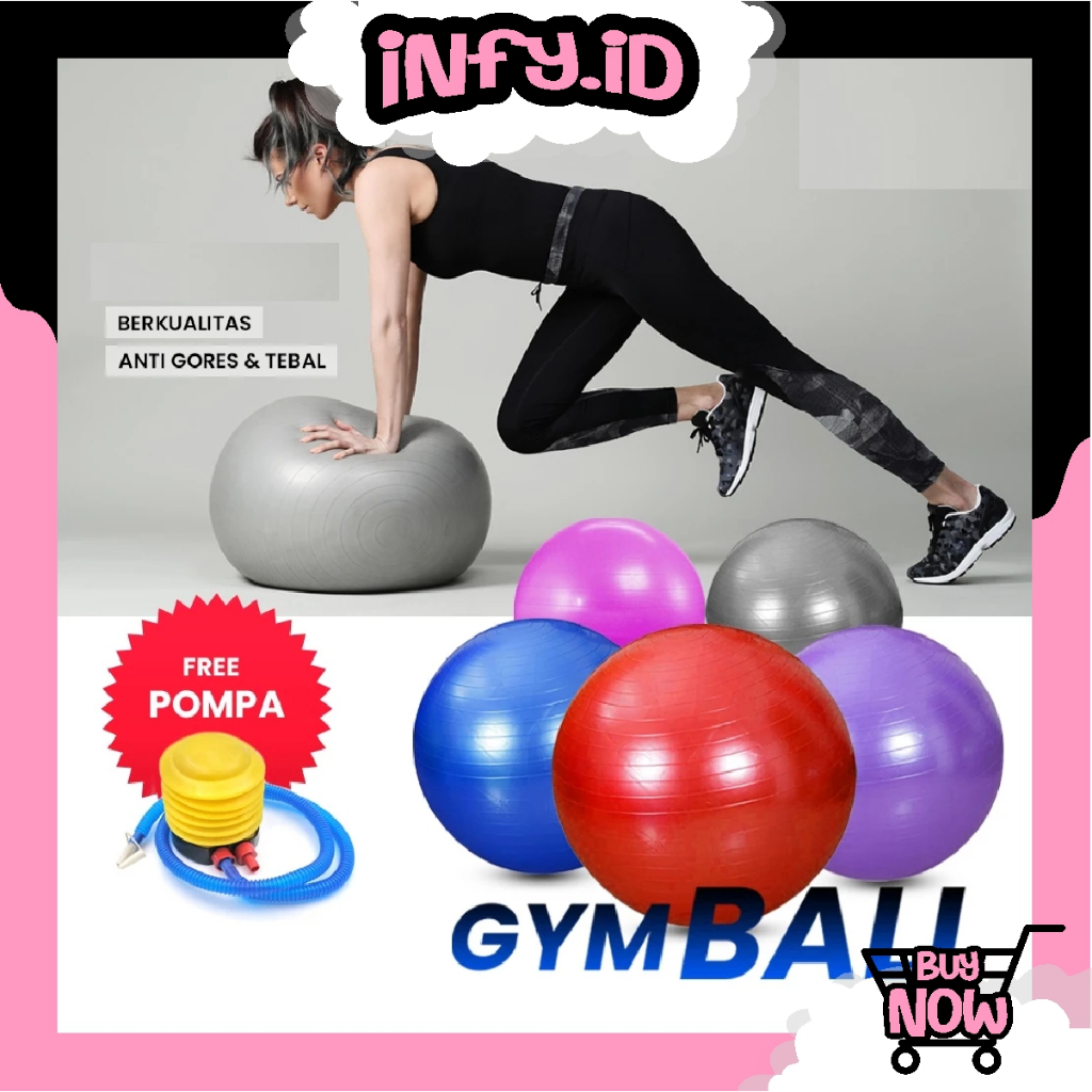INFY - Gym Ball fitness 65 cm / Gym Ball / yoga Ball อุปกรณ์กีฬา (Bonus Pump) Gymball R1156