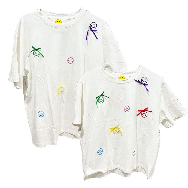 เสื้อยืดโอเวอร์ไซส์ Cute Smile Ribbon Motif BKK Wela Happy