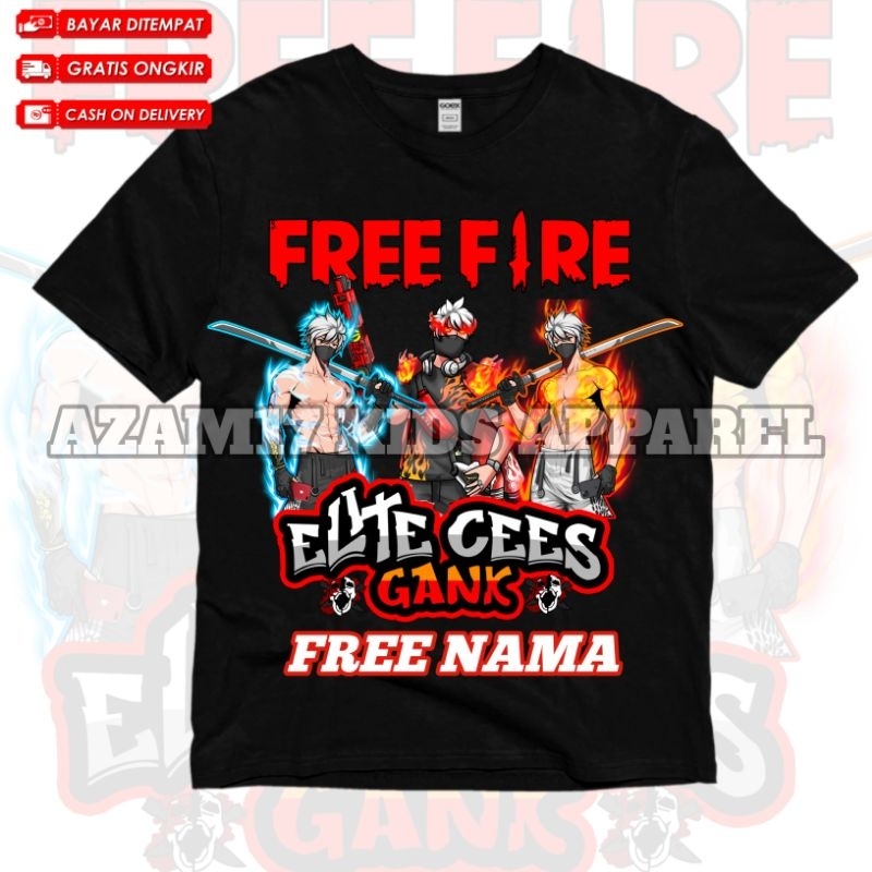 เสื้อยืดเด็ก เสื้อผ้าเด็ก ตัวละคร FF รุ่น Free Fire SG 2 OPM ชื่อฟรี / เสื้อยืดเด็ก ตัวละครไฟฟรี FF Elite Cees Gank