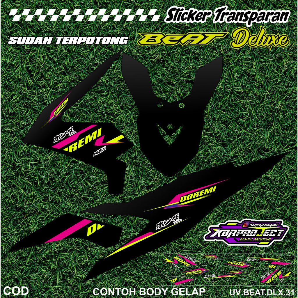 BEAT DELUXE PREMIUM TRANSPARENT STRIPING STICKER COOL HONDA RACING MOTORCYCLE VARIATION LINE 31