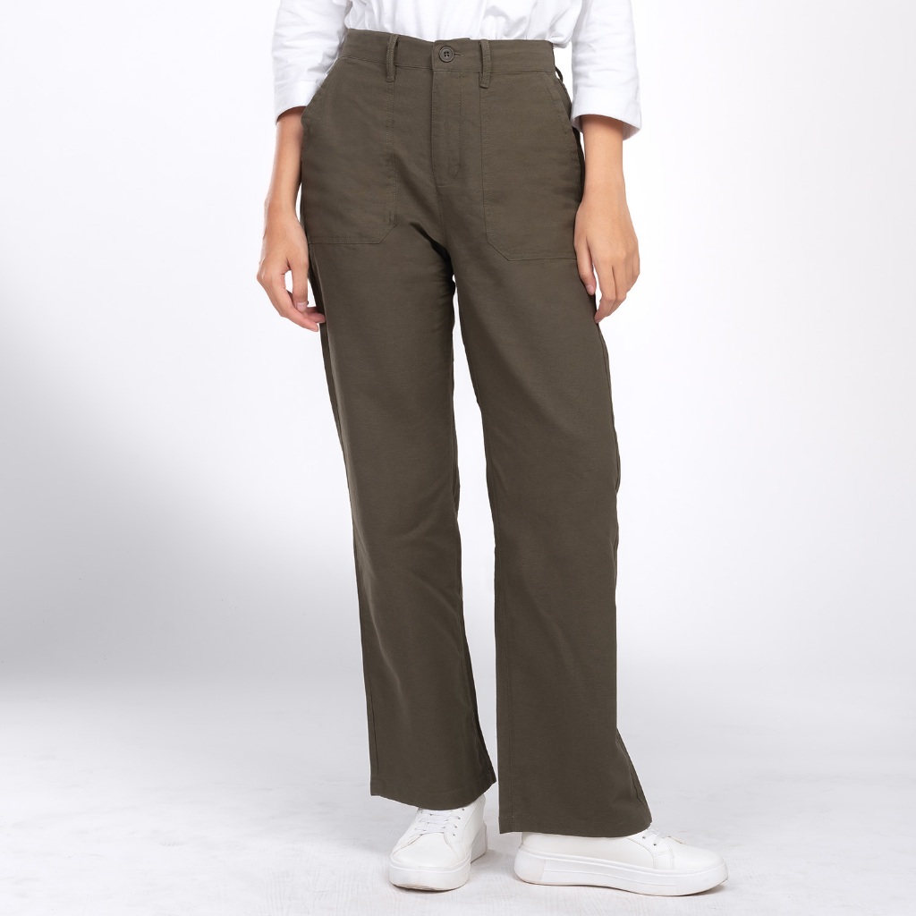 C2 Thorin Green Straight Cut Pants สําหรับผู้หญิง