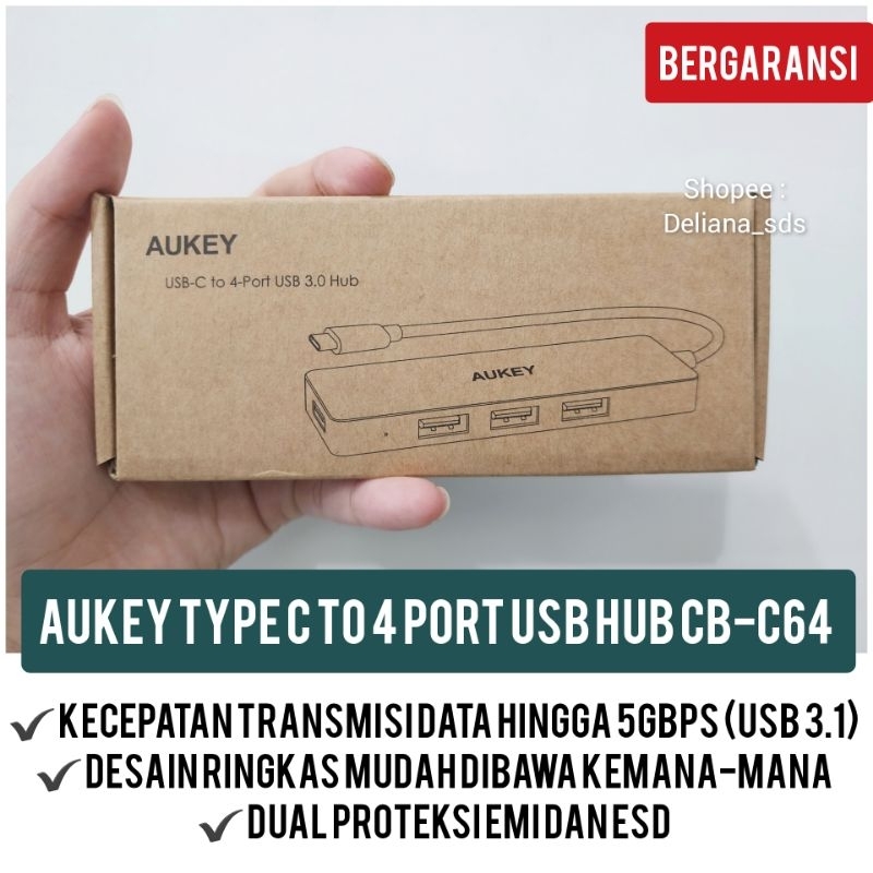Aukey Type C ถึง 4 พอร์ต USB Hub CB-C64 อย่างเป็นทางการรับประกัน 1 ปี Type C ถึง Usb Hub Aukey Type 