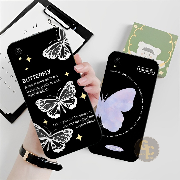 ซิลิโคน VIVO Y91C Y1S Y91 Y71 Y71i Y81 Y83 Y53 Old Butterfly aesthetic Motif - เคสน่ารัก - เคสวินเทจ