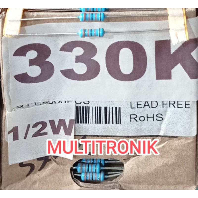 330K 1/2WATT 1% RESISTOR 0.5WATT 330K METAL FILM TAIWAN RESISTOR