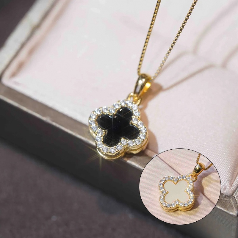 สร้อยคอ van cleef clover สวยงาม ctm ไทเทเนียมแท้