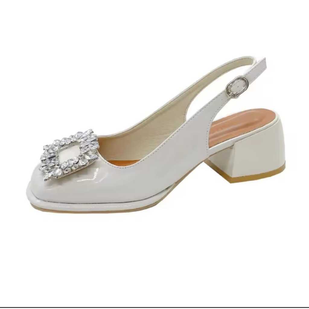รองเท้าแตะผู้หญิงมีส้น marijane, ส้นหนัง Cristal, ส้น 5cm, w02
