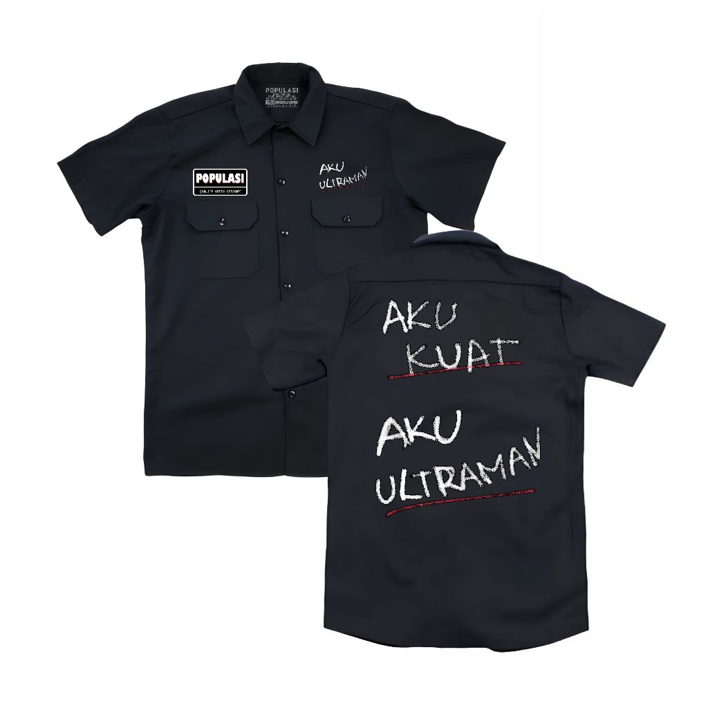 KEMEJA Population Workshirt Aku ultramen PDH คําเสื้อผ้าผู้ชายและผู้หญิง Vintage Casual Streetwear PDH เสื้อ