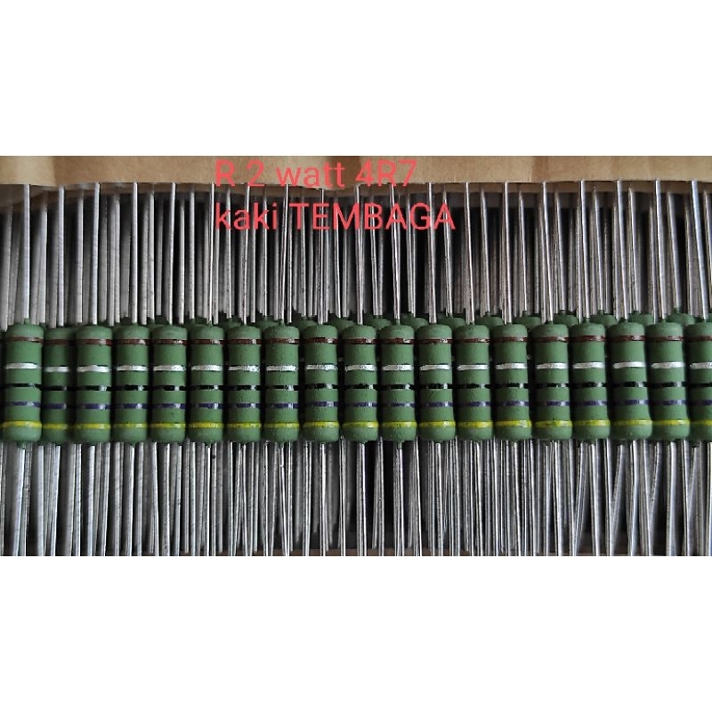 ตัวต้านทาน 100 ocs 2 วัตต์ 4R7 RENTENG ขาทองแดง r 2w 4.7 โอห์ม
