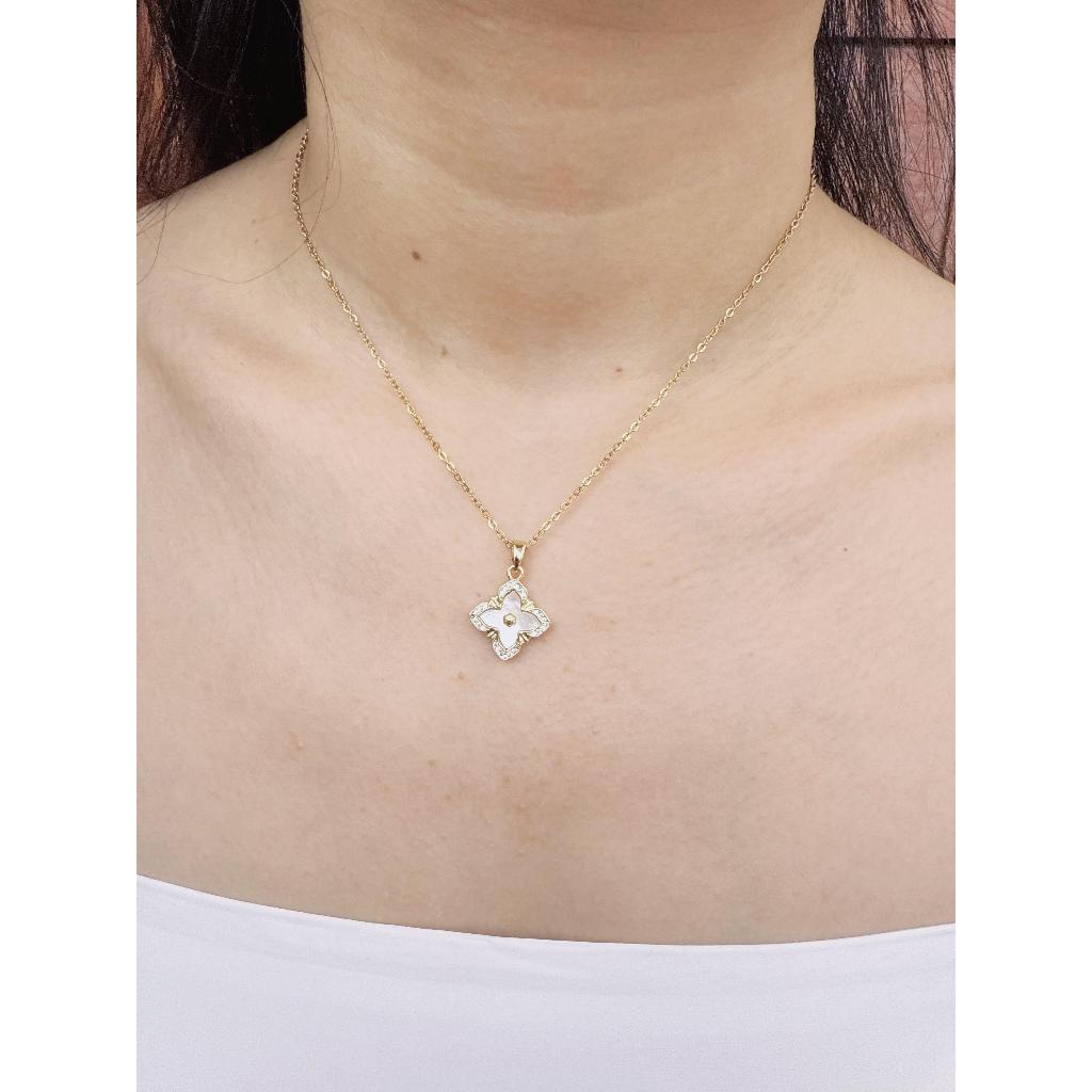 สร้อยคอไทเทเนียมผู้หญิง L V01 Anti-Rust 18k Gold / สร้อยคอแฟชั่นเกาหลี KL0001G