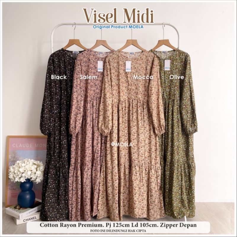 Visel MIDI DRESS COTTON RAYON พรีเมี่ยมเพิ่มความสะดวกสบายยิ่งขึ้นโดย MOELA