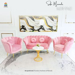 Sofa Kerang Aesthetic Sofa Minimalis Elegan Ruang Tamu Bludru Kanvas Mewah