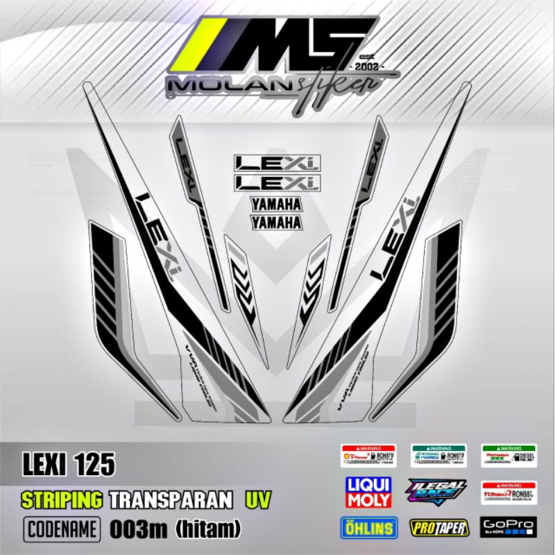 Putih Decal สติกเกอร์ Striping Variations โปร่งใส Uv Lexi 125 2018-2023 Yamaha Lexi 125 เก่า Lexi 12