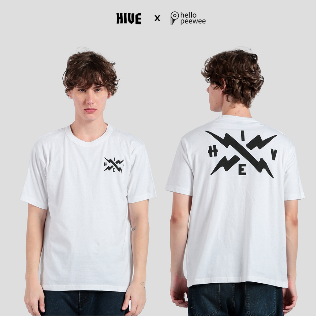 Peewee x HIVE Adult Regular Fit Logo HIVE White Heavyweight T-Shirt