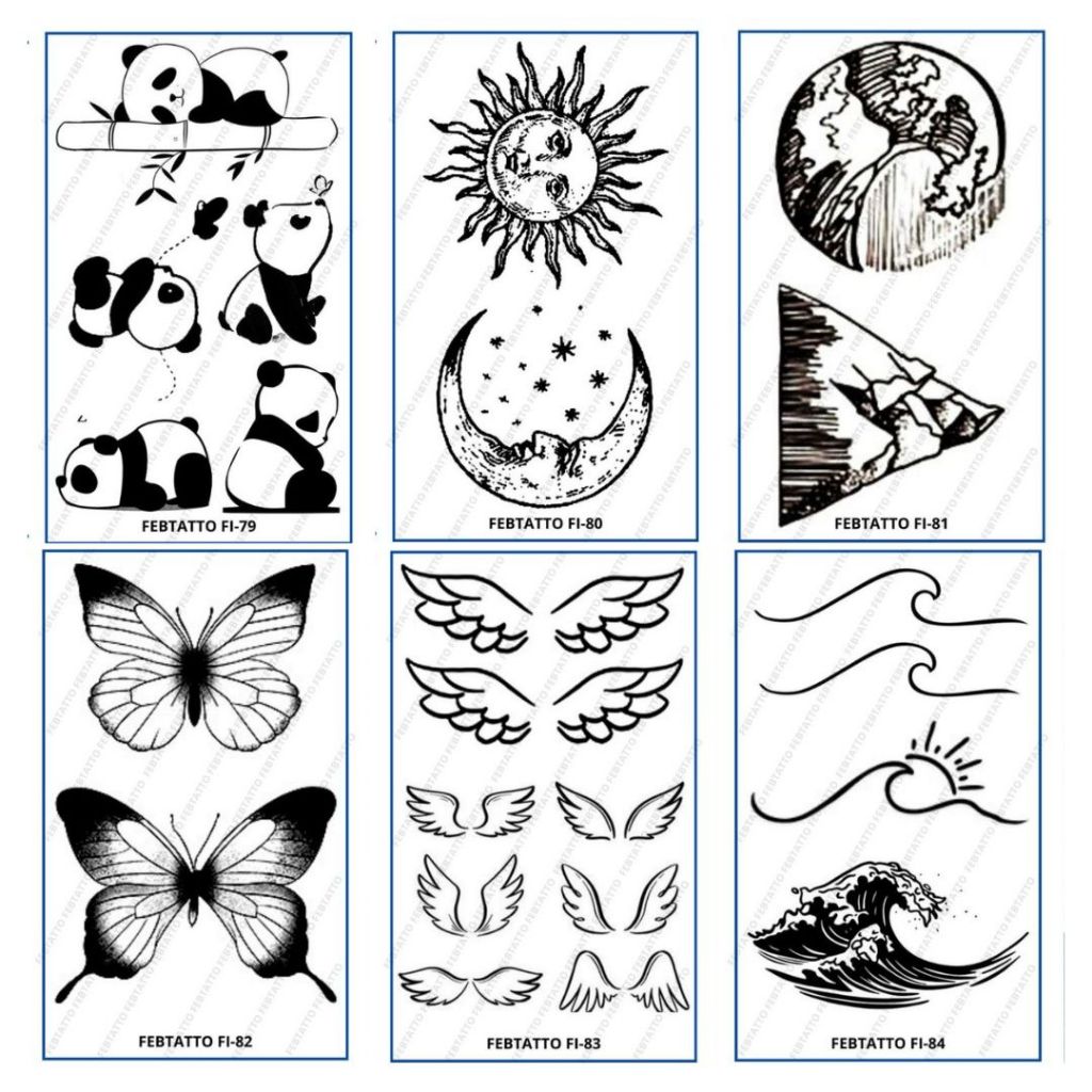 MATAHARI FRUIT INK Mini ชั่วคราว Tattoo Lasts 1 เดือนกึ่งถาวรผีเสื้อ sun moon wing wave mountain pan