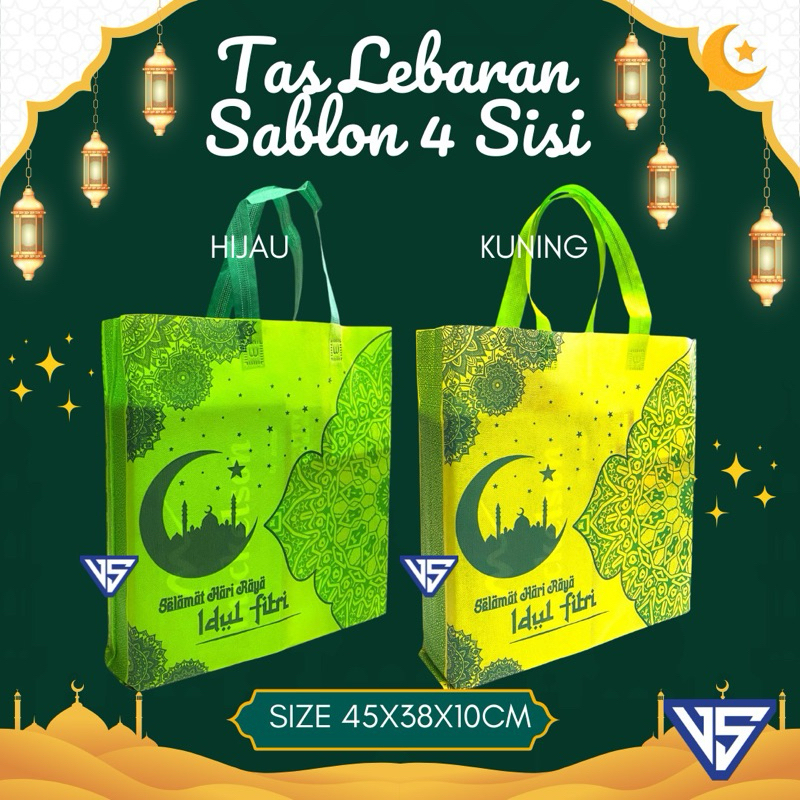 ถุงสปันบอนด์ Eid พร้อมสกรีน 4 ด้าน รุ่นหูหิ้ว Size L 45x38x10 สําหรับ Fitrah Grociceries