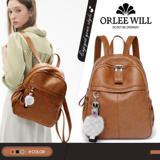 ORLEE WILL Tas Ransel Wanita Kulit Asli Tas Ransel Perjalanan