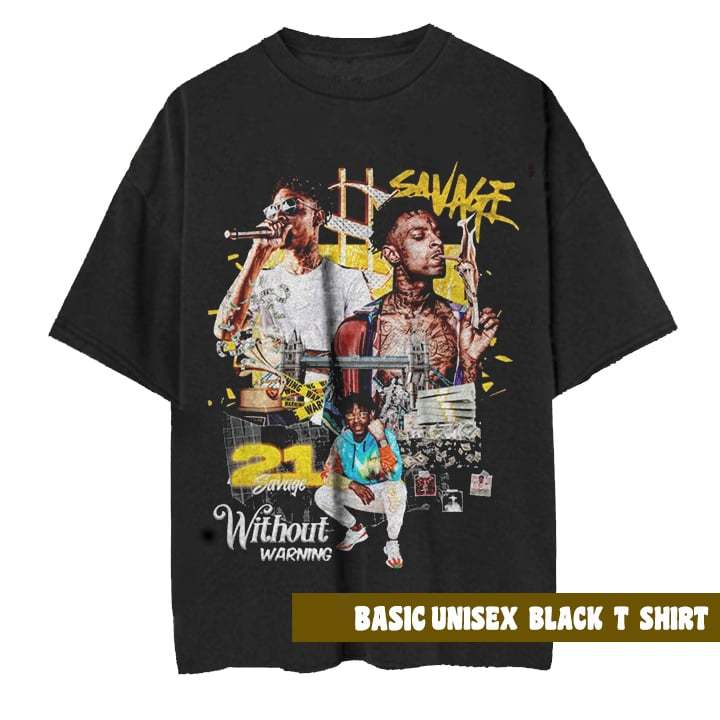 21 Savage: "ไม่มีคําเตือน" เสื้อยืดวินเทจย้อนยุค - Unisex & Oversize Edition