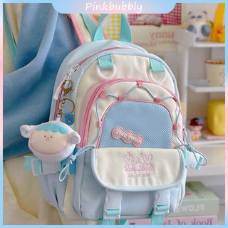 Pinkbubbly.Tas Bahu Macaron Jepang Korea Import Fashion Tas Sekolah Lucu Siswa Kuliah Tas Ransel Laptop Berkapasitas Besar Wanita Backpack