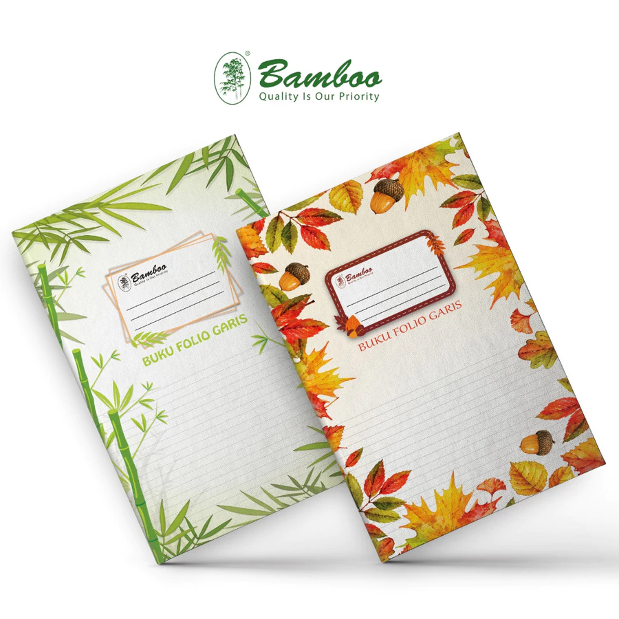 Bamboo Hard Cover Line Folio Book (F4) - Bamboo Elegant Series 80 Lbr