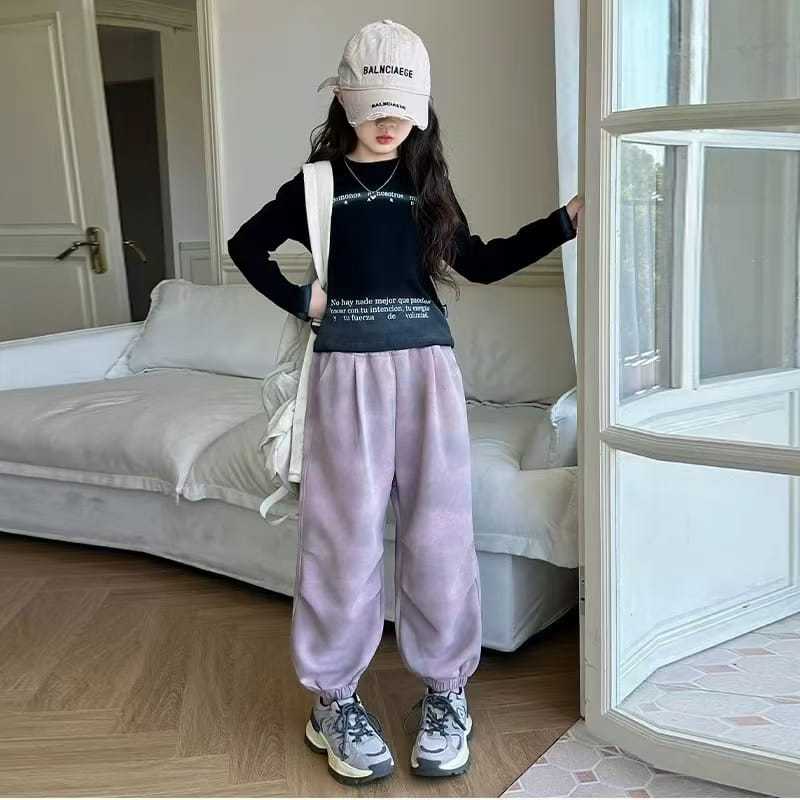 (AGES 7,8,9,10,11-12 ปี) DKJA-BLACK T-SHIRT SET LONG JOGGER PANTS