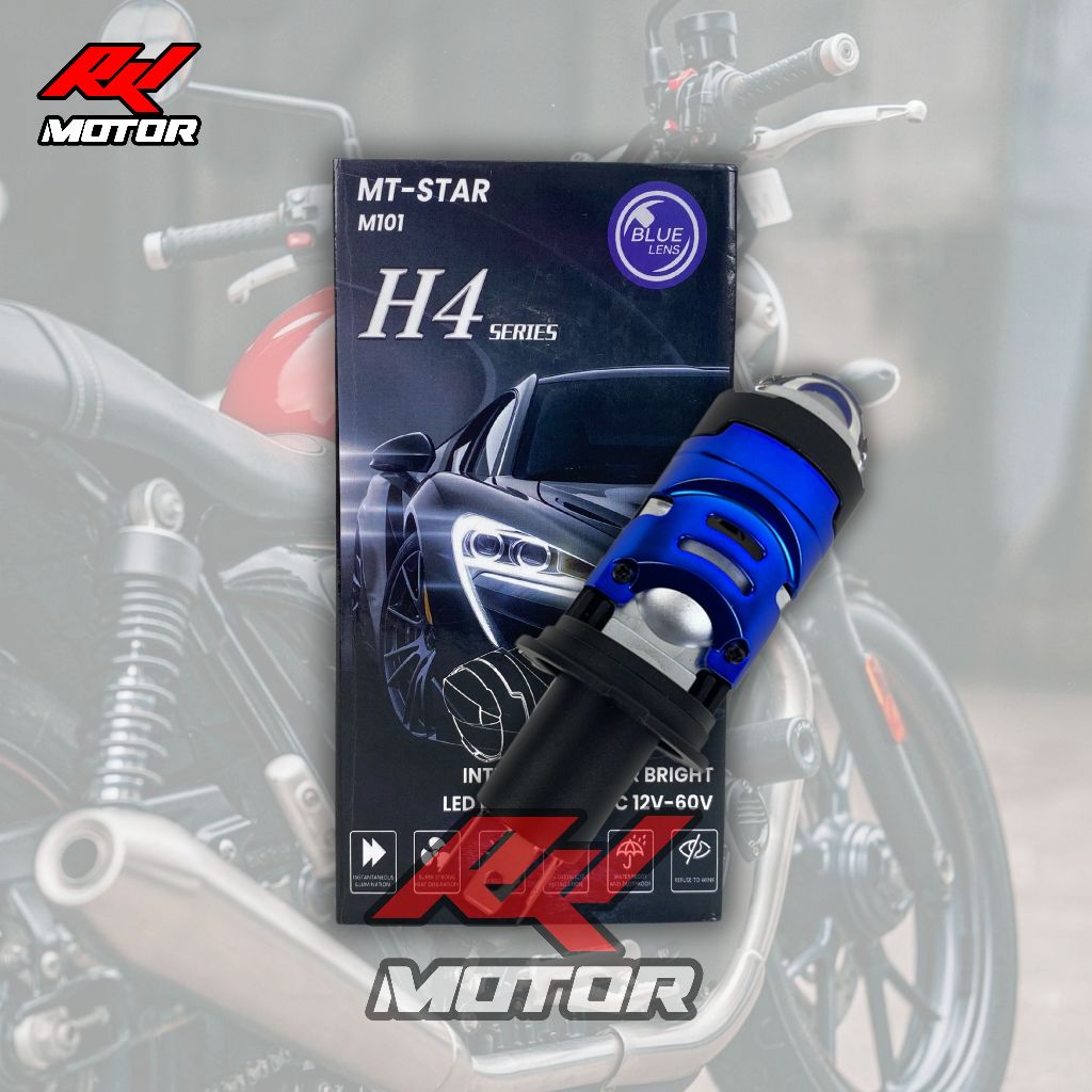 ต้นฉบับ MT STAR MP3 ซ็อกเก็ต H4 MINI PROJECTOR 12V-60V เลนส์คู่ตัด OFF PNP เลนส์สีฟ้า