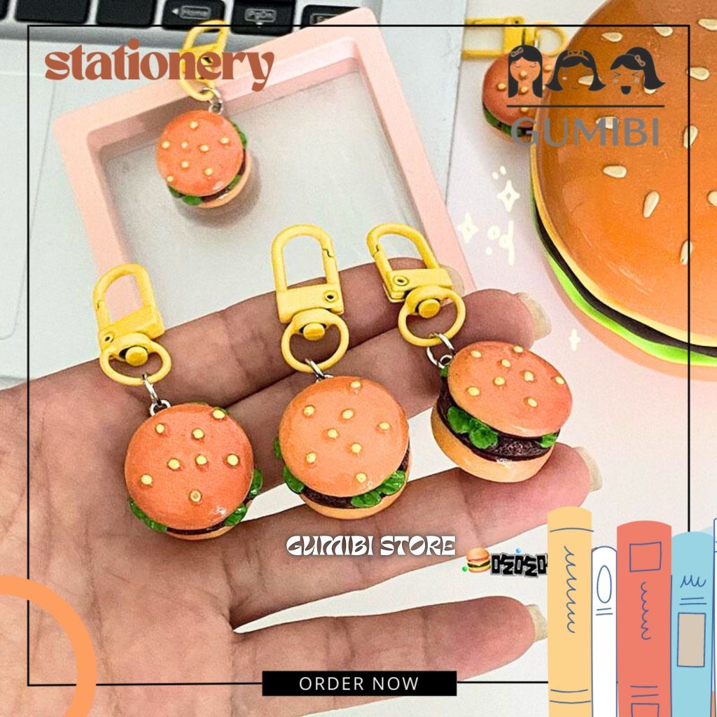 GANTUNANG BURGER COLA RESIN KEYCHAIN BURGER HAMBURGER RESIN KEYCHAIN CUTE MINI BAG KEYCHAIN