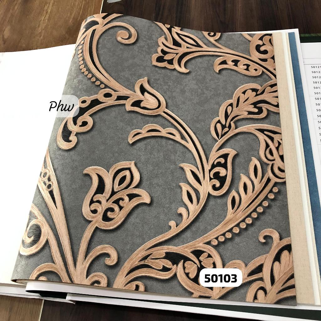 LUXURY DAWN CLASSIC BROWN GOLD CREAM SILVER THREAD WALLPAPER