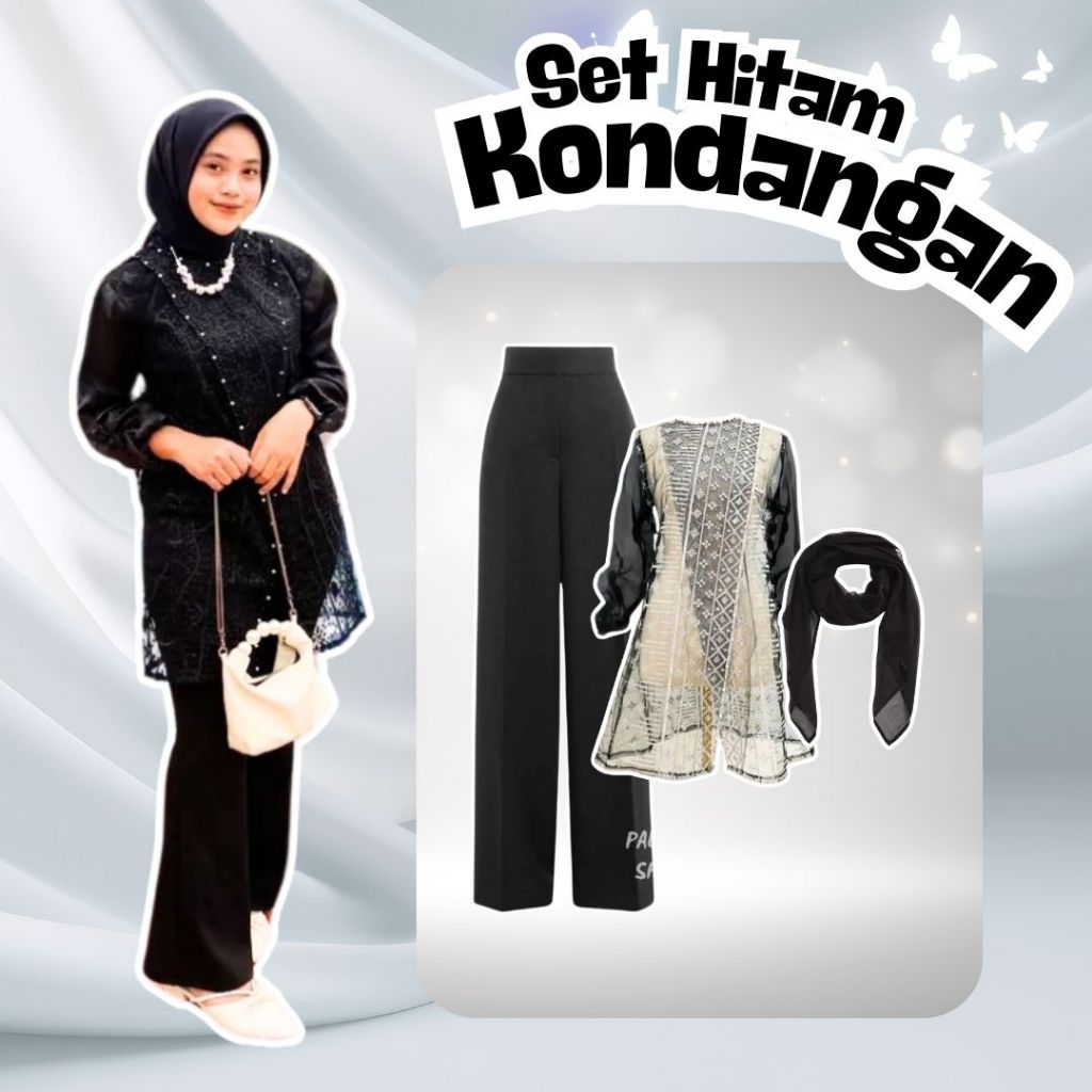 Womens Outer Tunic Brocade + Culottes + Bella Hijab Style Womens Hijab 3IN1 Suit