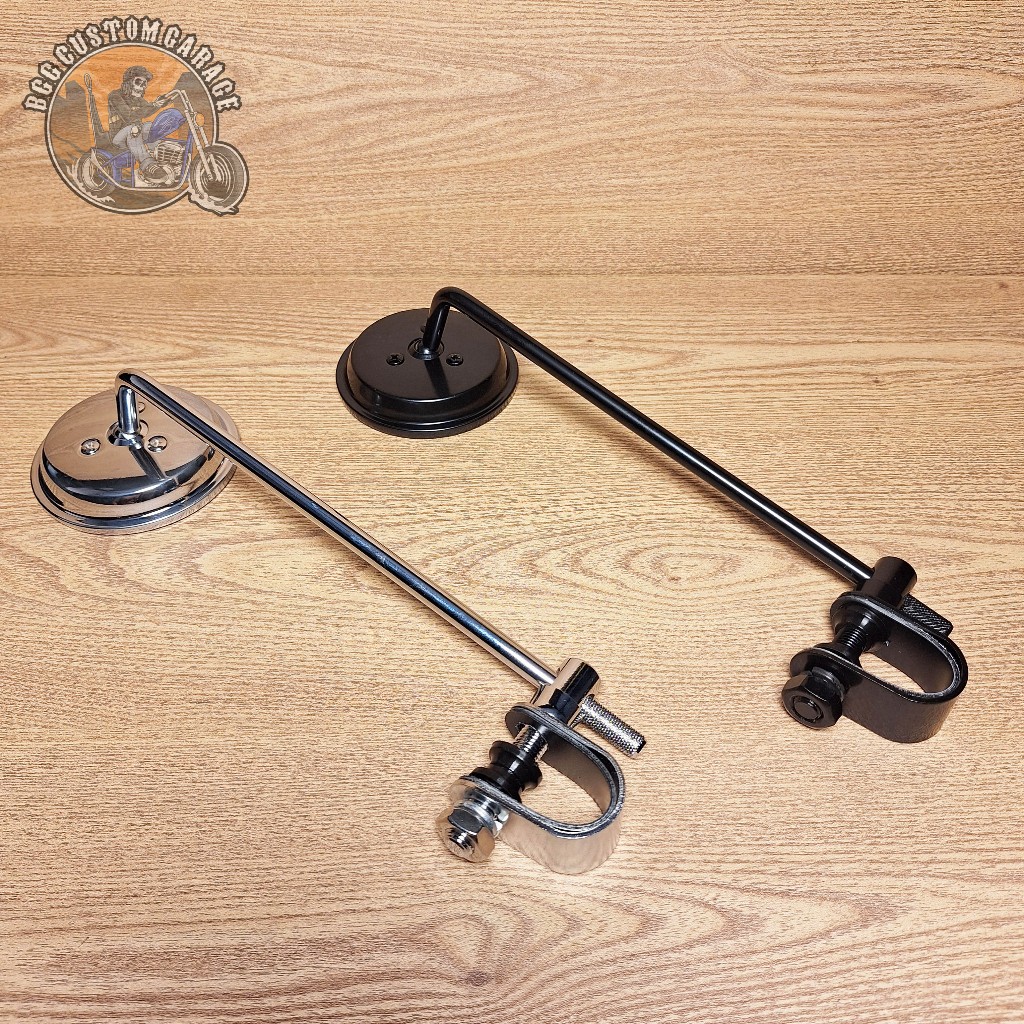 Clamp On Mirror Long Spion Clamp รุ่น EMGO มอเตอร์ Choooer Bobber British XS650 BSA SR400 Triumph Norton Harley Davidson