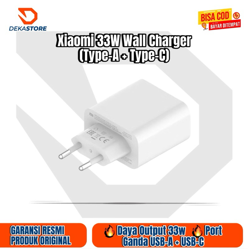 Xiaomi Wall Charger 33W Dual Port (Type-C + Type-A) การรับประกันอย่างเป็นทางการ