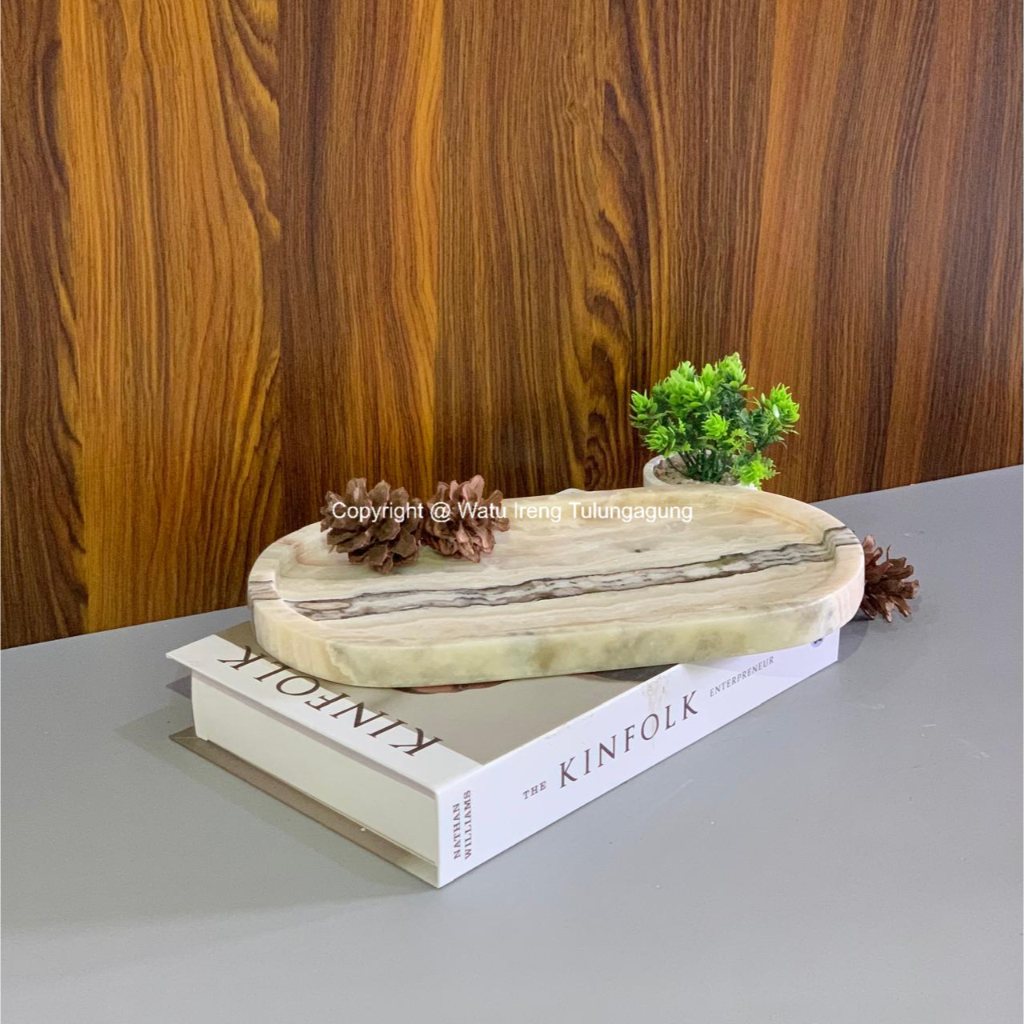 จานถาดรูปไข่ | TRAVERTINE ONYX OVAL TRAY | เสื้อ Marble