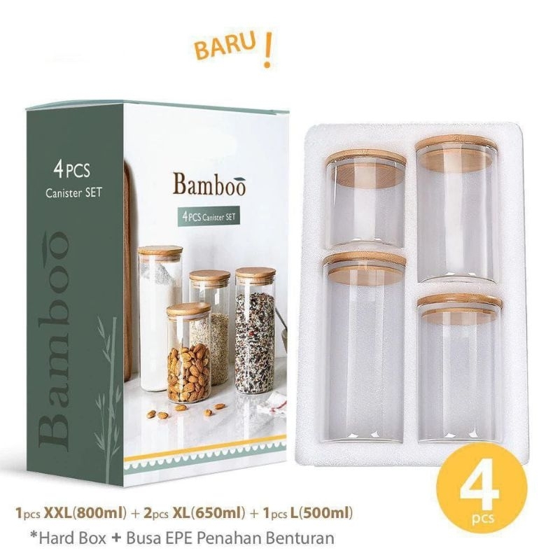 Canister Set Bamboo Aesthetic Small Cake Jar