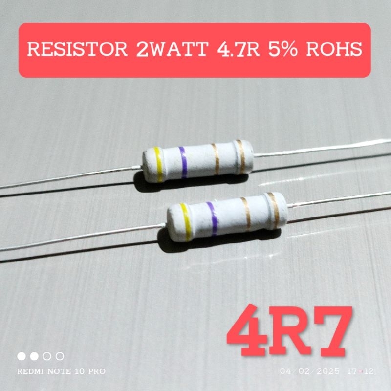 (5 ชิ้น) 2WATT 2W 4.7R 4R7 OHM CF 5% ROHS RESISTOR